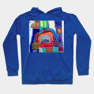 Bold abstract in blue, pink and orange Hoodie